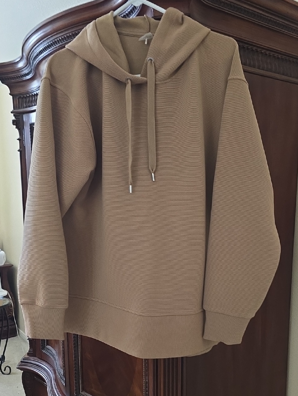 Womens Hooded Pullover Sweatshirt — Camel